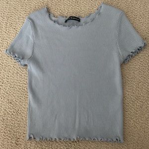 Brandy Melville Tops - Blue Ribbed Top with Lettuce Edge Brandy Melville Tops - Blue Ribbed Top with Lettuce Edge